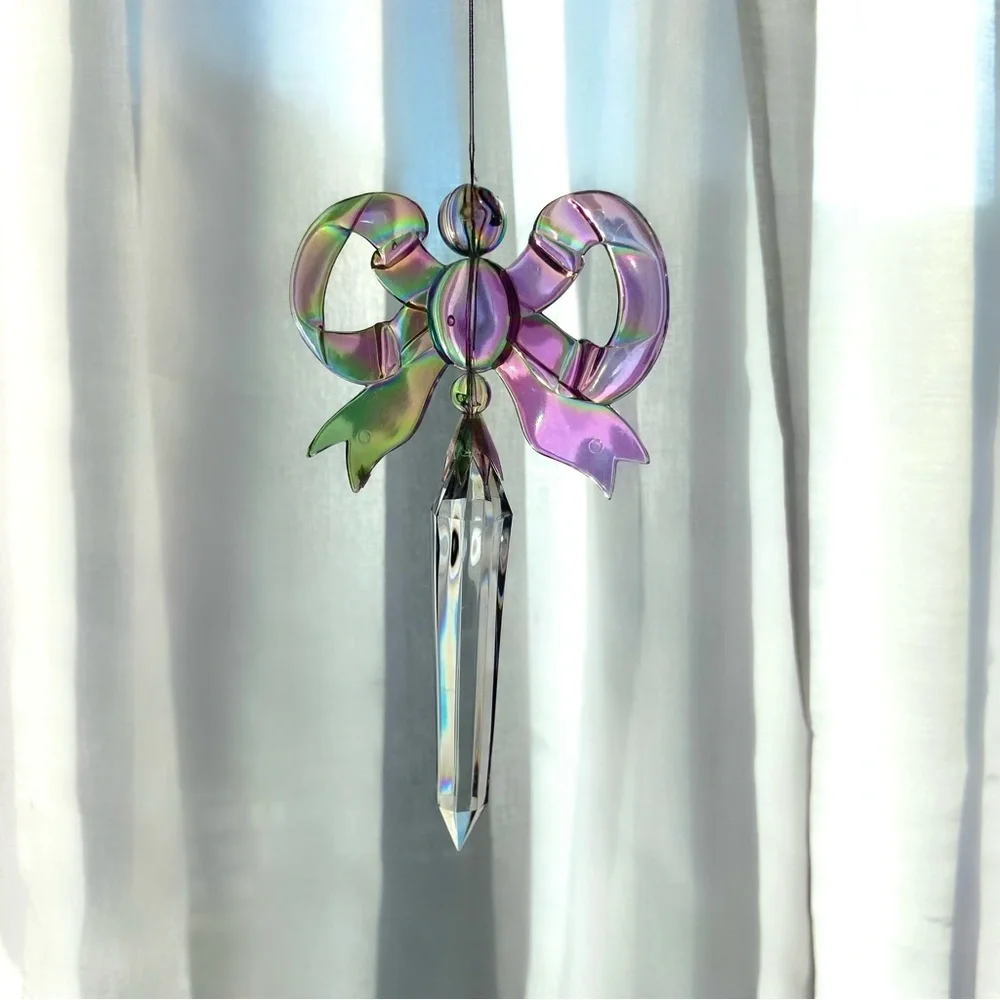 Vintage iridescent lucite coquette bow ornaments sun light catchers decor home